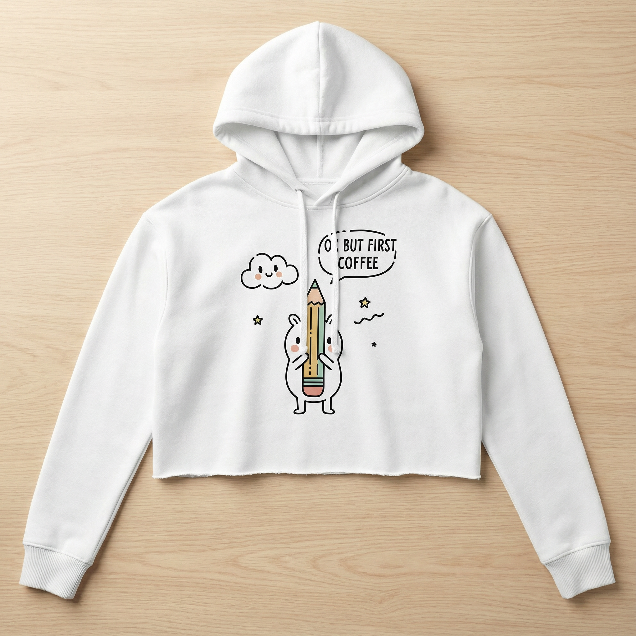 ok but first coffee – minimal graphic hoodie for women (white) ok but first coffee – minimal graphic hoodie for women (white)