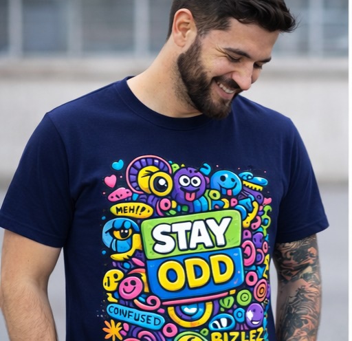 stay odd – doodle pop navy tee stay odd – doodle pop navy tee
