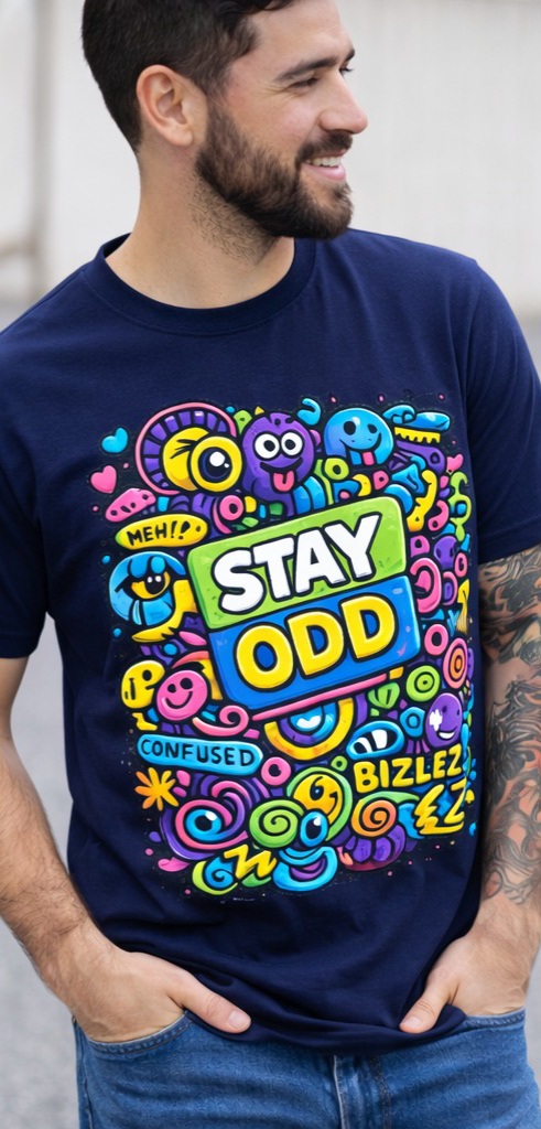 stay odd – doodle pop navy tee stay odd – doodle pop navy tee