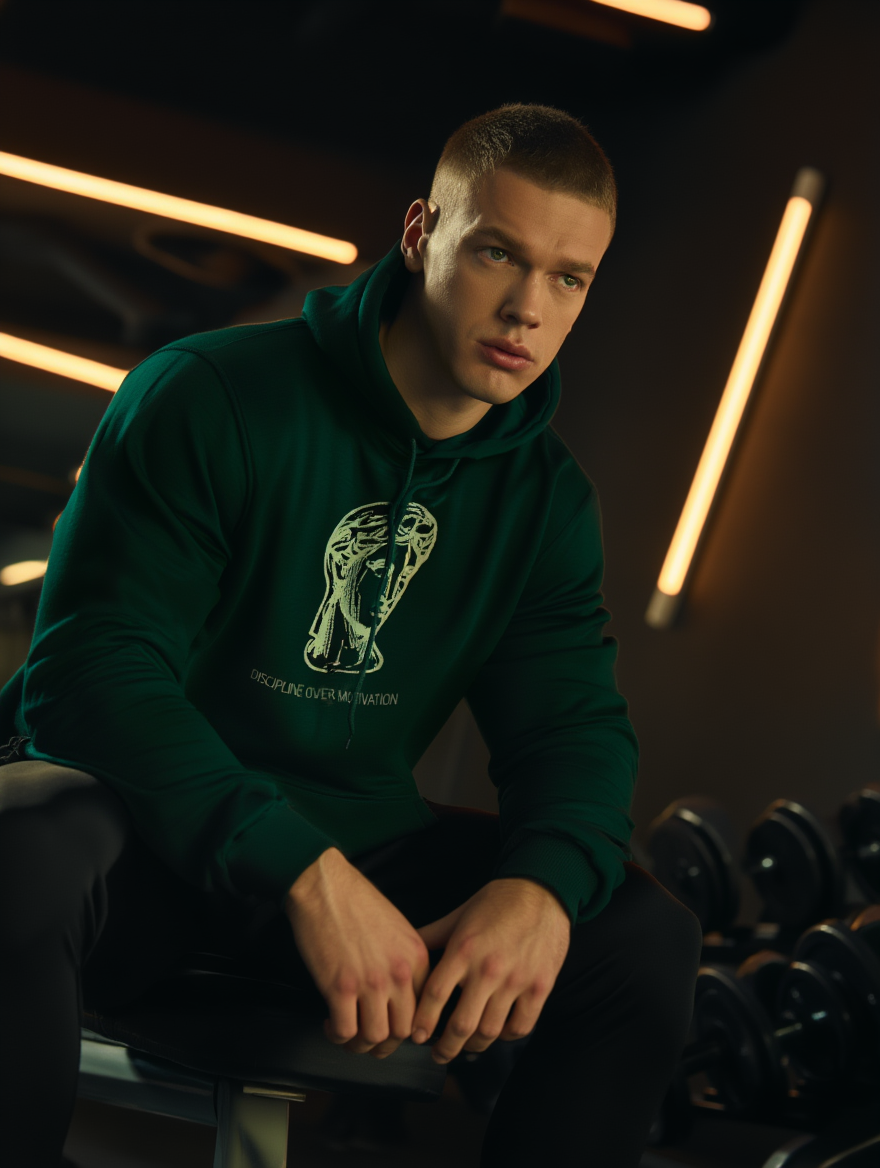 discipline over motivation" stoic greek statue premium hoodie | forest green oversized pullover | gym & streetwear motivational hoodie for men discipline over motivation" stoic greek statue premium hoodie | forest green oversized pullover | gym & streetwear motivational hoodie for men