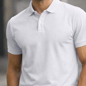 Home classic solid white polo shirt